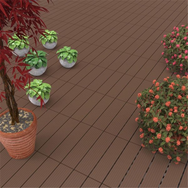 Pure Garden Pure Garden 50-LG1191 Patio & Deck Tiles-Interlocking Slat Pattern Outdoor Floor Pavers - Brown - 6 Piece 50-LG1191